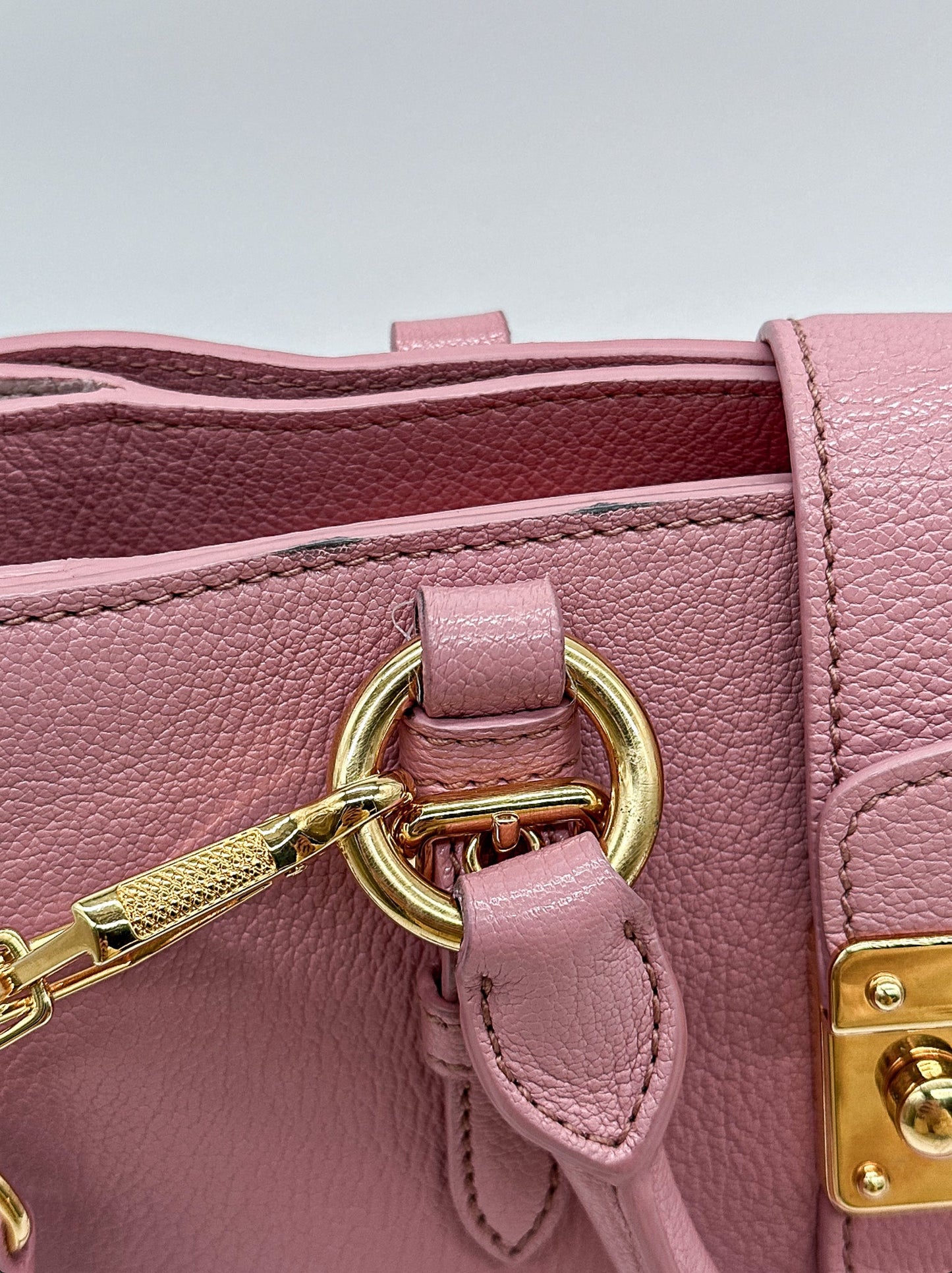 Miu Miu Pink Madras Leather Top Handle Crossbody Bag