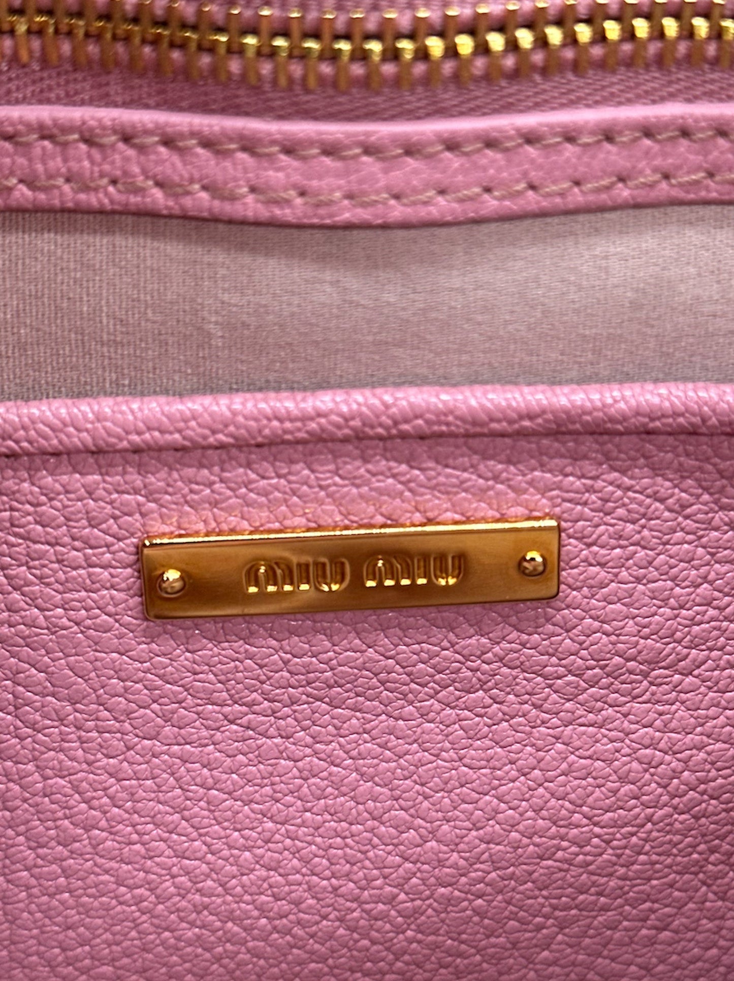 Miu Miu Pink Madras Leather Top Handle Crossbody Bag