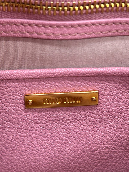 Miu Miu Pink Madras Leather Top Handle Crossbody Bag