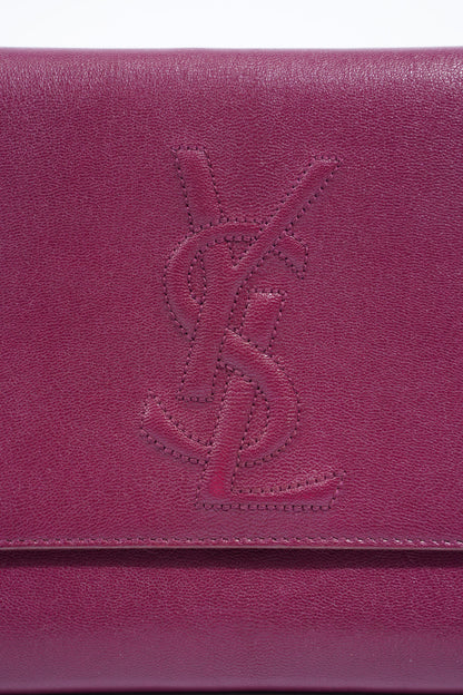 Saint Laurent Flap Clutch Purple Leather
