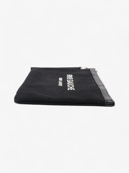 Saint Laurent Rive Gauche Clutch Black / White Canvas