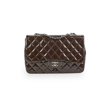 Chanel Jumbo Patent Brown Shoulder Bag