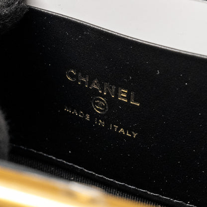 CHANEL 24A Bowknot Clutch With Chain Patent Crumpled lambskin/Shiny Lambskin Black/Pink  (Microchip)