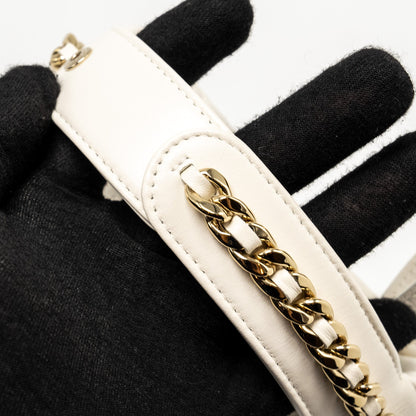 Chanel 23C Round Clutch Lambskin White L (Microchip)