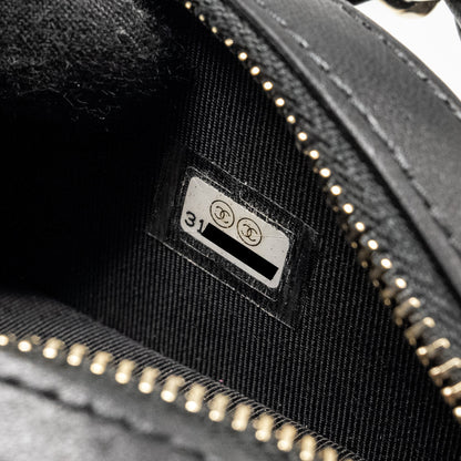 Chanel 22C Round Clutch With Chain Lambskin Black