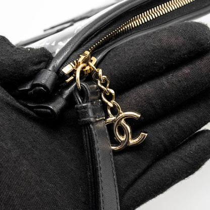 Chanel Letter Logo Clutch Bag Tweed PVC/Lambskin Black L