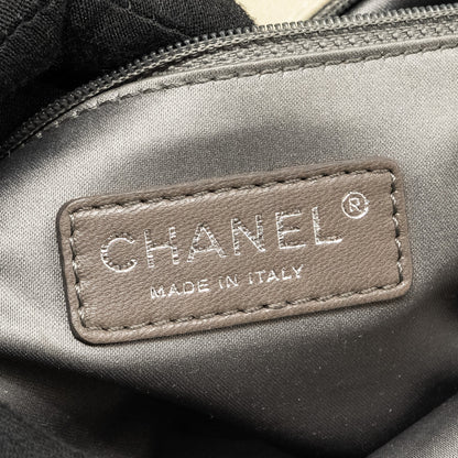 Chanel quilted flap shoulder bag caviar light beige ruthenium