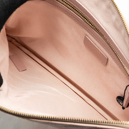 Chanel Chevron Zip Clutch calfskin light pink