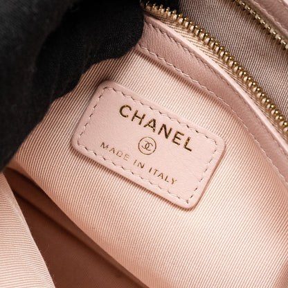 Chanel Chevron Zip Clutch calfskin light pink
