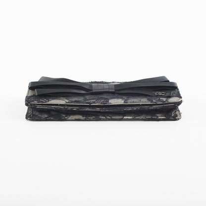 Chanel Lace Bow Clutch Black
