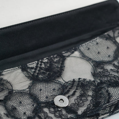 Chanel Lace Bow Clutch Black