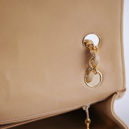 Chanel Vintage Beige Lambskin Shoulder Bag