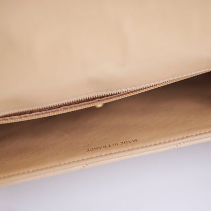 Chanel Vintage Beige Lambskin Shoulder Bag