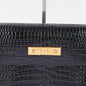 Saint Laurent Manhattan Shoulder Bag in Crocodile Embossed Black