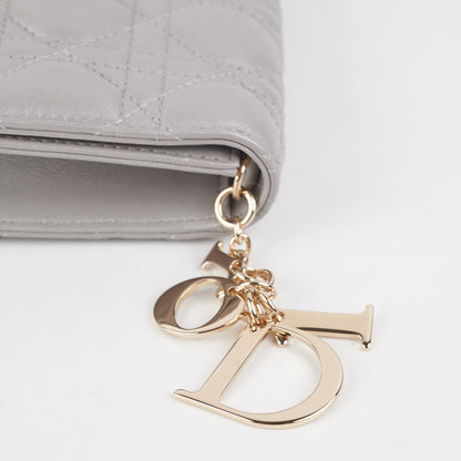 Dior Cannage Lambskin Silver Clutch