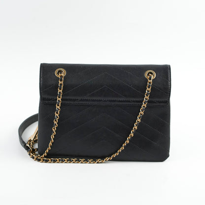 Chanel Seasonal Flap Chevron Black Shoulder Bag- Series 25