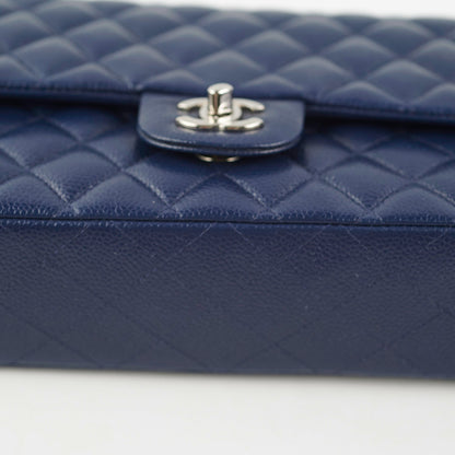 Chanel Classic Flap Medium/Large Caviar Blue Shoulder Bag