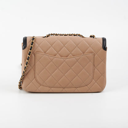 Chanel Filigree Caviar Beige Small Flap Shoulder Bag