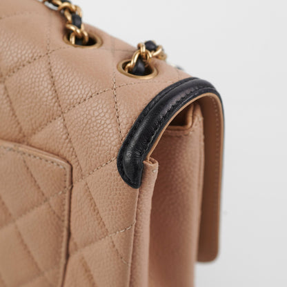 Chanel Filigree Caviar Beige Small Flap Shoulder Bag