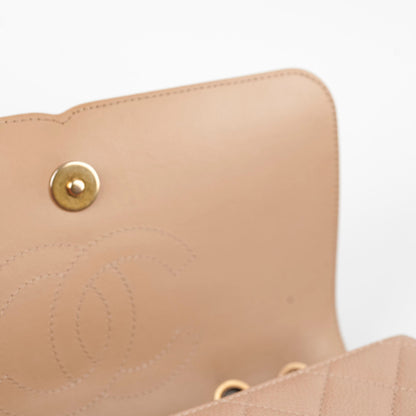 Chanel Filigree Caviar Beige Small Flap Shoulder Bag