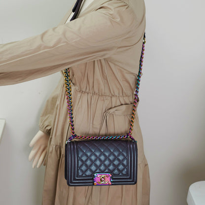 Chanel Small Boy Mermaid Iridescent Purple Shoulder Bag
