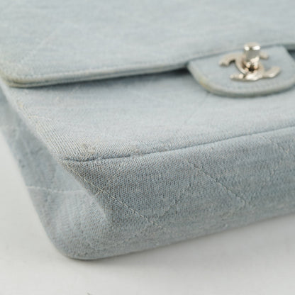 Chanel Timeless Quilted Jersey Shoulder Flap Blue