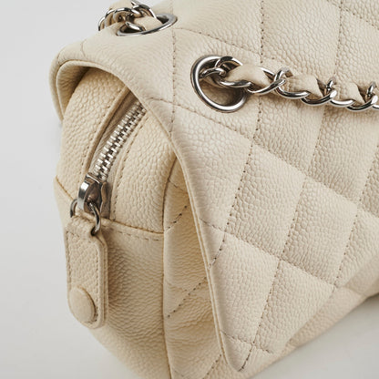 Chanel Easy  Flap Caviar Ivory Shoulder Bag
