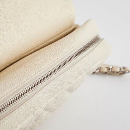 Chanel Easy  Flap Caviar Ivory Shoulder Bag