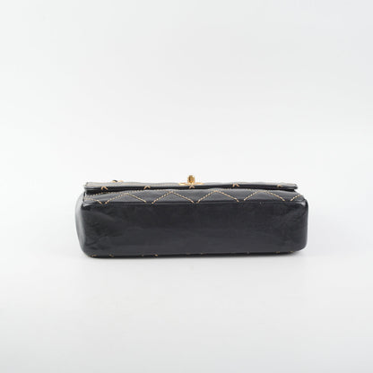 Chanel Wild Stitch Classic Flap Shoulder Bag Black