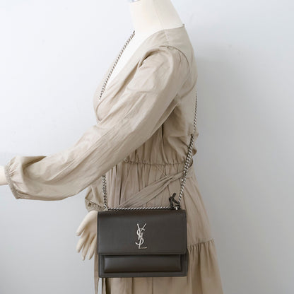 Saint Laurent Sunset Small Brown Shoulder Bag