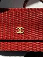 Chanel Vintage 2001 Red Wicker Shoulder Bag