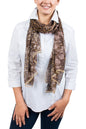 Ungaro UN7018 S7802 Animal Print Brown Silk Scarf