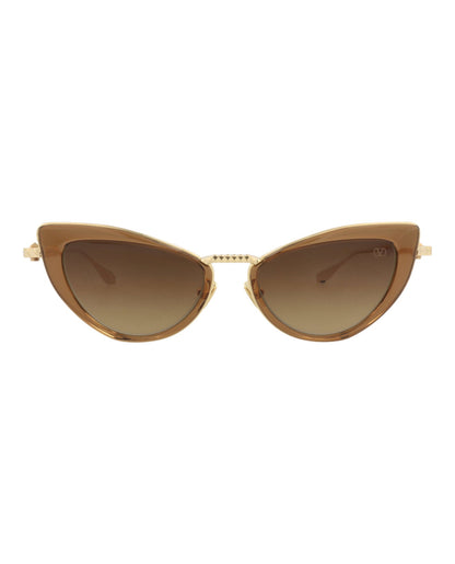 Valentino Womens Cat Eye Brown Gold Brown Fashion Designer Eyewear