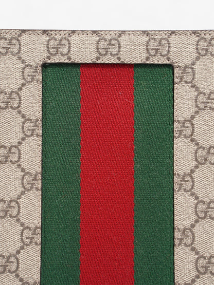 Gucci Web Clutch GG Supreme / Green / Red Canvas