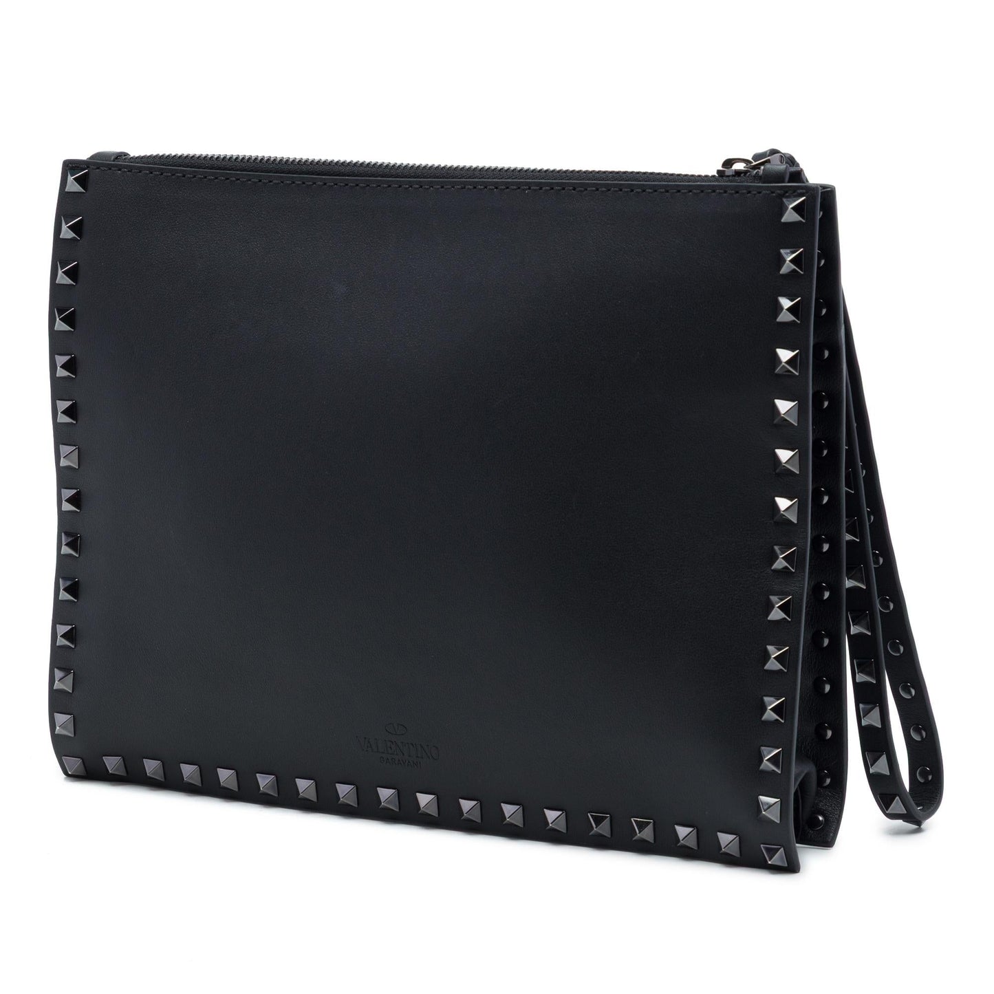 Valentino Leather Rockstud Untitled Wristlet Clutch