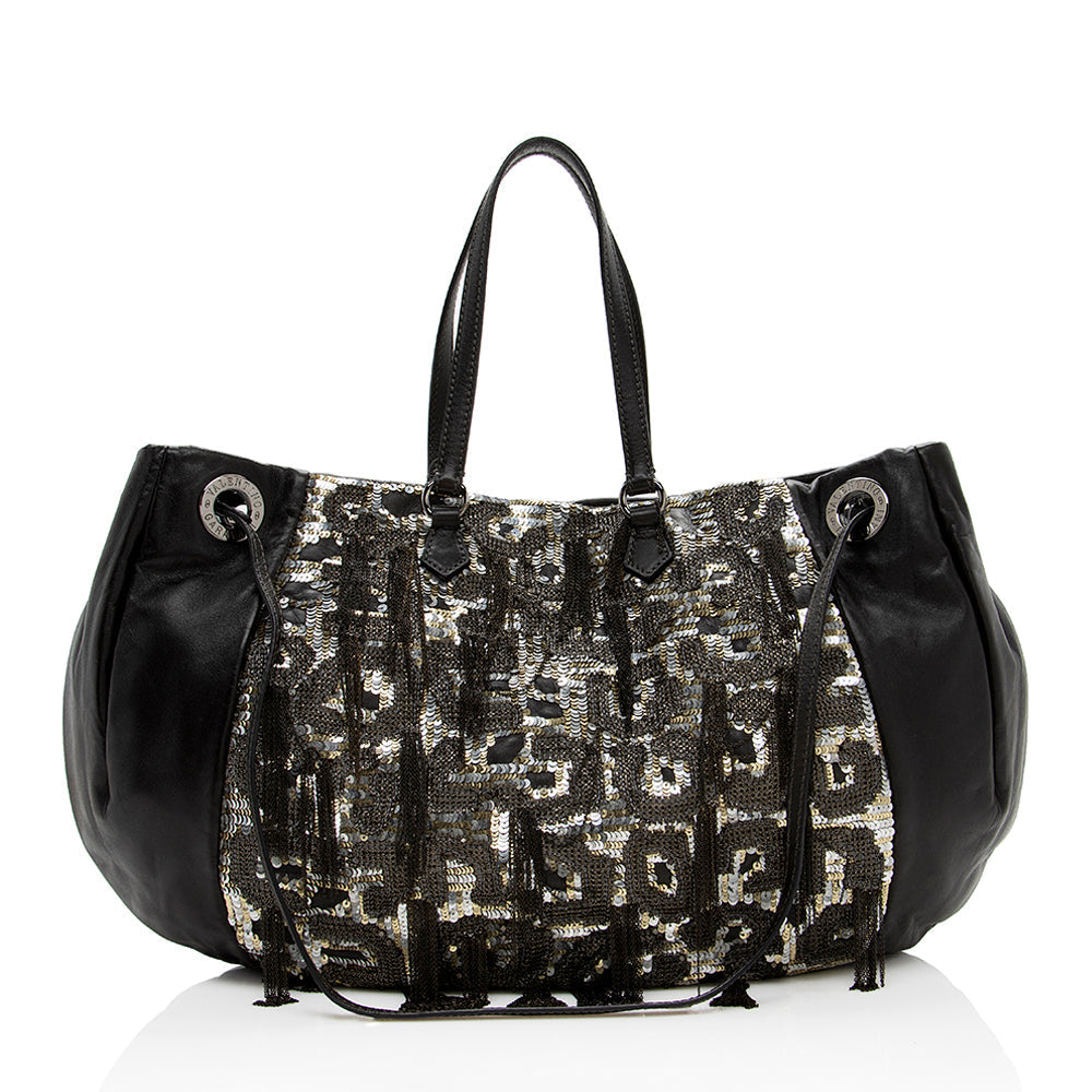 Valentino Leather Sequin Chain Glam Convertible Tote - FINAL SALE (SHF-15609)