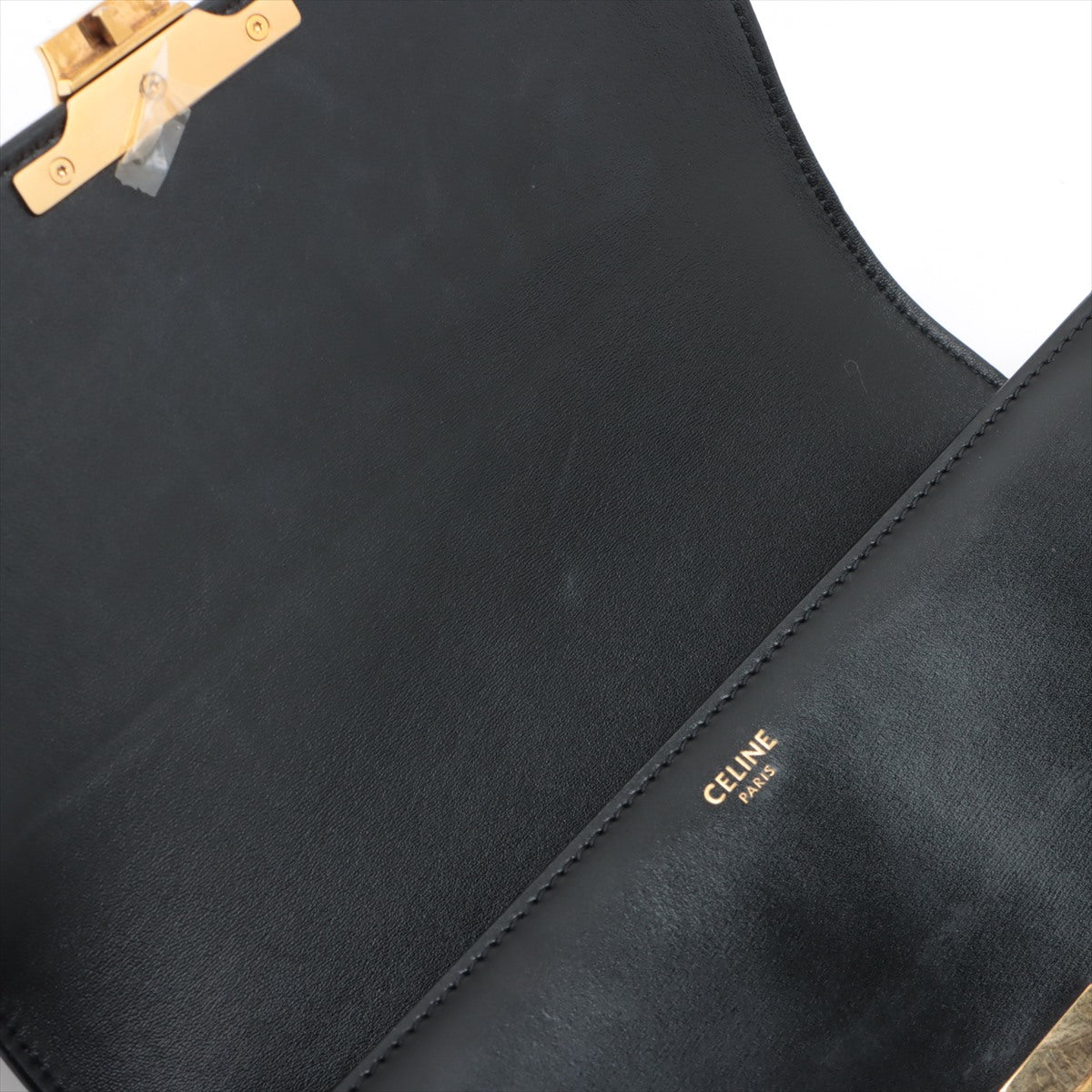 CELINE Medium Triomphe Leather Shoulder bag Black