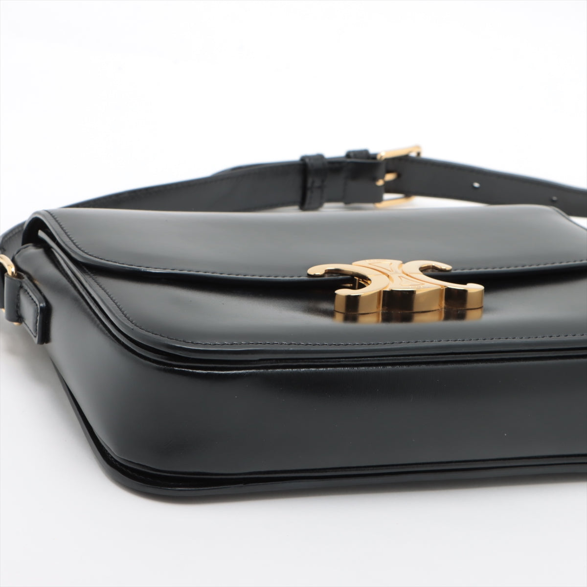 CELINE Medium Triomphe Leather Shoulder bag Black