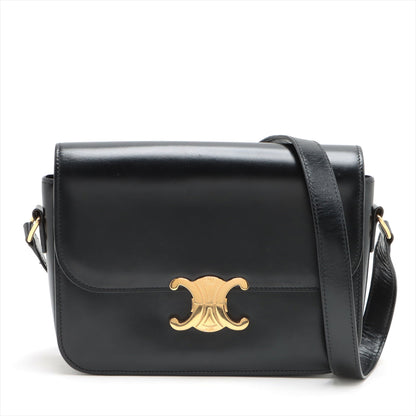 CELINE Medium Triomphe Leather Shoulder bag Black