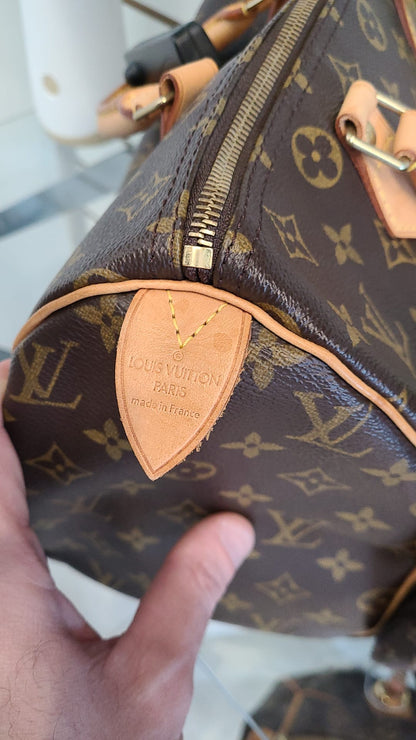 LOUIS VUITTON Speedy 35 Bandouliere Monogram Canvas Shoulder Bag Brown