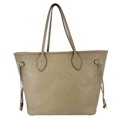 LOUIS VUITTON Neverfull MM Empreinte Leather Tote Shoulder Bag Beige