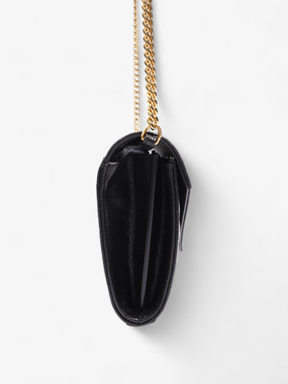 Saint Laurent Quilted Envelope Clutch Black Grained Leather