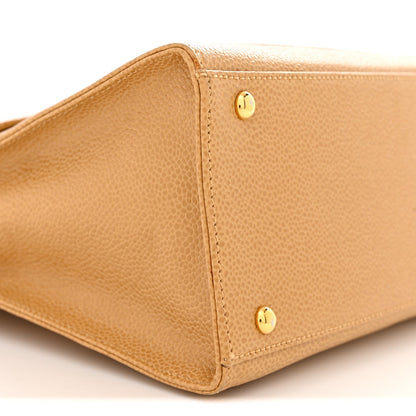 Caviar Flap Shoulder Bag Beige