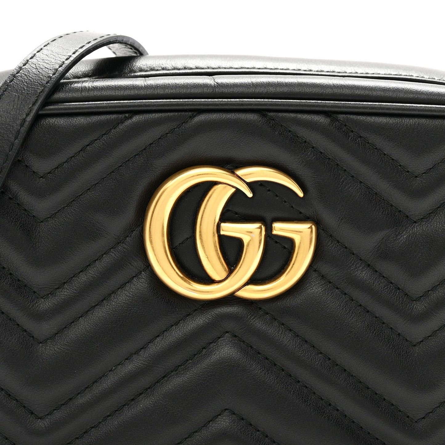 Calfskin Matelasse Small GG Marmont Chain Shoulder Bag Black