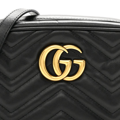 Calfskin Matelasse Small GG Marmont Chain Shoulder Bag Black