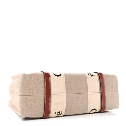 Cotton Calfskin Medium Woody Ribbon Tote White Brown