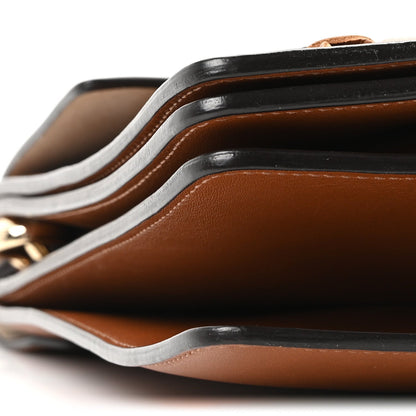 Goatskin Braided Medium Faye Shoulder Bag Caramel Black