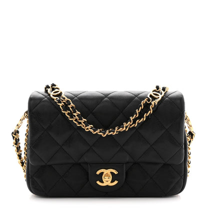 Caviar Quilted Mini CC You Flap Black
