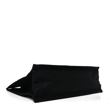 Embroidered Cotton Linen Rive Gauche Noe Tote Black Beige