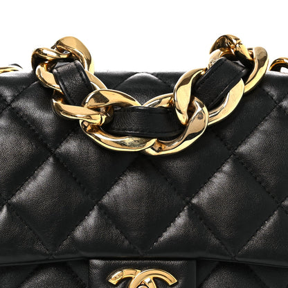 Lambskin Quilted Small Funky Town Flap Black
